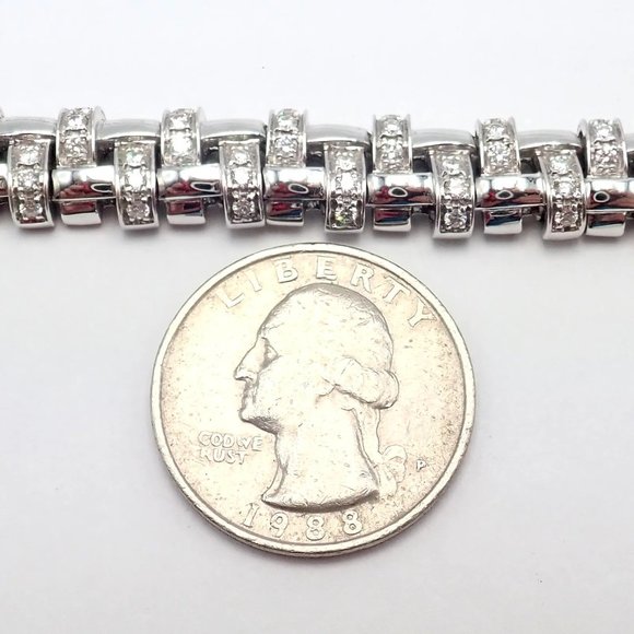 Authentic! Tiffany & Co Vannerie 18k White Gold Basket Weave Diamond Necklace - Picture 6 of 14